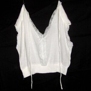 Lily Star White Top With Lace Trim  Size XL